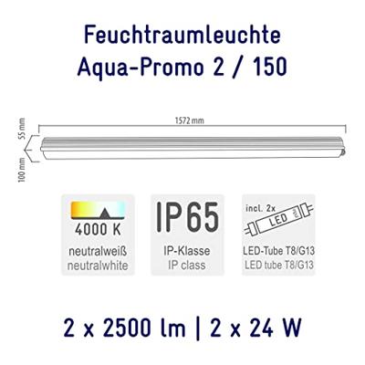 Müller-Licht Aqua-Promo LED-kuiplamp voor vochtige ruimte LED G13 44 W Neutraalwit Grijs