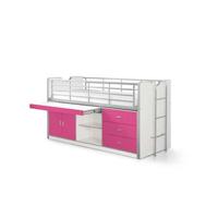 Vipack halfhoogslaper Bonny met uitschuifbaar bureau - fuchsia - 116x96x207 cm - thumbnail