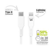 Ewent EW9915 USB-C naar Lightning kabel wit 1m - thumbnail