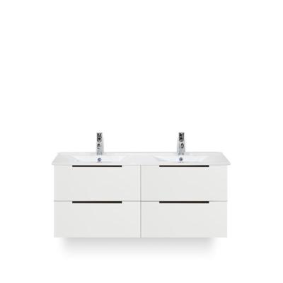 Seville Badmeubelset 120 cm - 4 laden Wit Hoogglans Edge greep - Wastafel Enjoy Dubbel