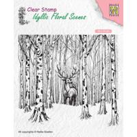 Nellie's Choice • idyllic floral scenes clear stempel deer in forrest 95x126mm - thumbnail