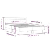 Bedframe met hoofdeinde en LED zwart 135x190 cm - thumbnail