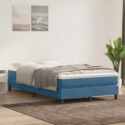 Boxspring met matras fluweel donkerblauw 120x210 cm
