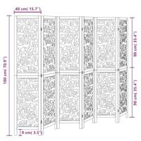 Kamerscherm met 6 panelen massief paulowniahout zwart - thumbnail