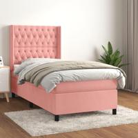 Boxspring met matras fluweel roze 100x200 cm - thumbnail