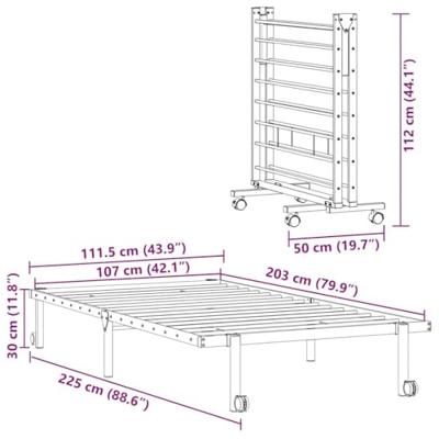 Bedframe zonder matras opvouwbaar 107x203 cm staal wit