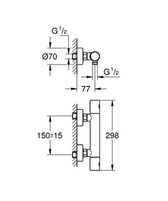 GROHE Grohtherm-800 Cosmopolitan douchekraan thermostatisch zonder omstel met koppelingen chroom 34765000