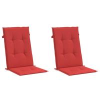 VidaXL Tuinstoelkussens 2 st hoge rug 120x50x3 cm stof rood - thumbnail