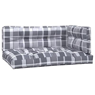 VidaXL Palletkussens 3 st stof ruitpatroon grijs VidaXL Palletkussens 3 st stof ruitpatroon grijs