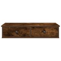 Wandschap met lades 80x31x17 cm bewerkt hout gerookt eikenkleur - thumbnail