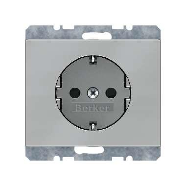 Berker K5 wandcontactdoos met randaarde 1-voudig edelstaal