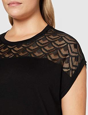 ONLY CARMAKOMA top CARFLAKE met kant zwart