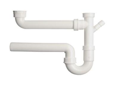 Kirchhoff Kunststof dubbele spoelbak buisvormige sifon, wit, 1 1/2"H x 50 mm, met 3/4" apparaataansluiting - 98833448 Kirchhoff Kunststof dubbele spoelbak buisvormige sifon, wit, 1 1/2"H x 50 mm, met 3/4" apparaataansluiting - 98833448