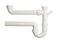 Kirchhoff Kunststof dubbele spoelbak buisvormige sifon, wit, 1 1/2"H x 50 mm, met 3/4" apparaataansluiting - 98833448 - thumbnail