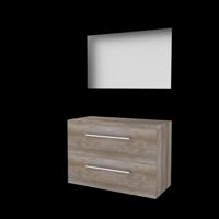 Basic-Line Ultimate 46 Badkamermeubelset - 100 x 46 cm - Met Grepen - 2 Lades - Wastafelblad - Spiegel met Indirecte LED Verlichting - Scotch Oak - thumbnail