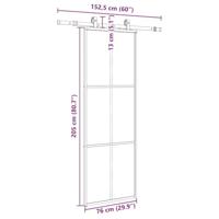 Schuifdeur met beslagset 76x205 cm ESG glas zwart - thumbnail