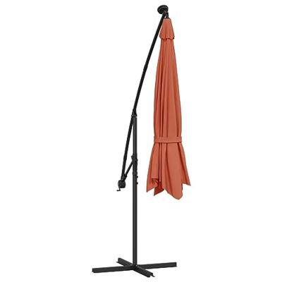 VidaXL Zweefparasol met led-verlichting 350 cm terracottakleurig