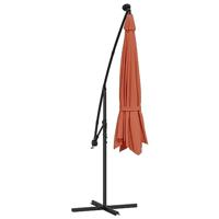 VidaXL Zweefparasol met led-verlichting 350 cm terracottakleurig - thumbnail