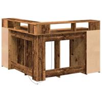 Bureau met LED-verlichting 130x130x91 cm bewerkt hout oud hout - thumbnail