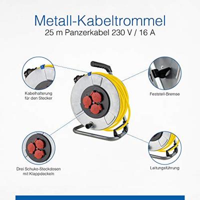 AS Schwabe 10343 Kabelhaspel 25.00 m Geel Randaarde stekker AS Schwabe 10343 Kabelhaspel 25.00 m Geel Randaarde stekker
