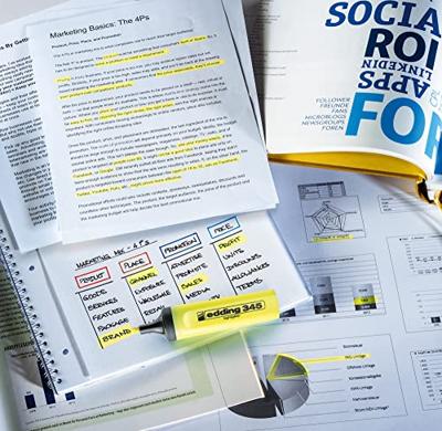 Edding markeerstift 345, etui van 4 stuks in geassorteerde kleuren