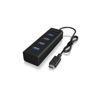 ICY BOX USB-C (USB 3.2 Gen 2) multiport hub 4 poorten Zwart ICY BOX USB-C (USB 3.2 Gen 2) multiport hub 4 poorten Zwart
