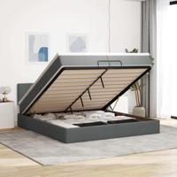 Ottoman bed met matrassen en LED's 200x200cm stof donkergrijs - thumbnail