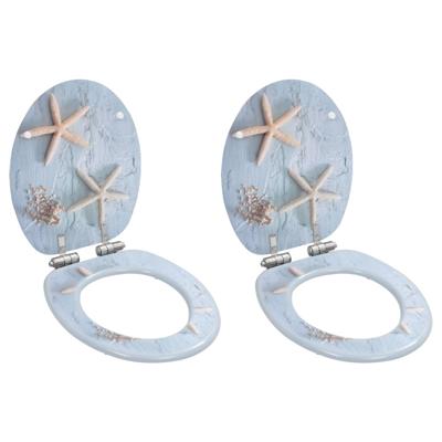 VidaXL Toiletbrillen 2 st met soft-close deksels mdf zeesterontwerp