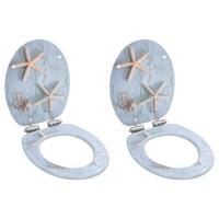 VidaXL Toiletbrillen 2 st met soft-close deksels mdf zeesterontwerp - thumbnail