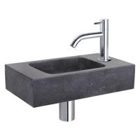 Differnz Differnz fonteinset bombai black - natuursteen - kraan gebogen chroom - thumbnail