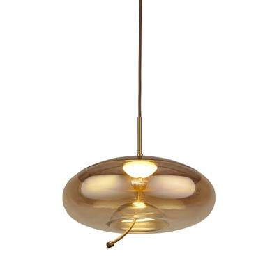 Searchlight Hanglamp GlasLisbon roodkoper met amber rondglas - 75131-1AM