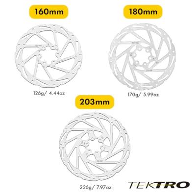 Tektro schijfrem rotor tr180-45 ø180x2,3mm, 6-bouts, zilver - thumbnail