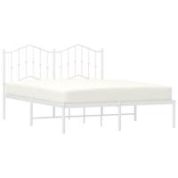 Bedframe met hoofdbord metaal wit 150x200 cm - thumbnail