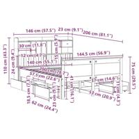 Bed met boekenkast zonder matras massief grenenhout 140x200 cm - thumbnail