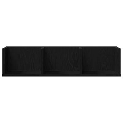 Wandplank met plank Zwart Eiken 75 x 18 x 18 cm Bewerkt hout