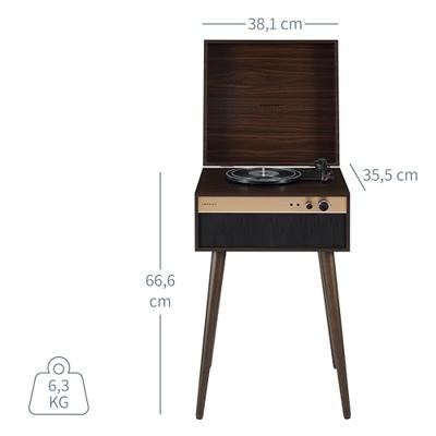 Crosley CR6236A-WA Jasper 3-Speed Bluetooth in/Out Vinyl Platenspeler Draaitafel met ingebouwde luidsprekers en afneembare poten, walnoot