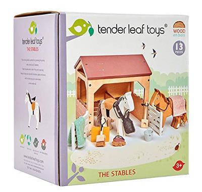 Tender Leaf Toys Speelset Ponystal 18,5 Cm Hout Naturel 3-delig