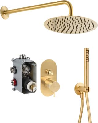 Qisani Flow inbouw regendoucheset Ø25cm gold