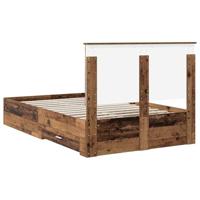 Bedframe met hoofdeinde Oudhout 135 x 190 cm Bewerkt hout - thumbnail
