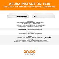 HPE Aruba Instant On 1930 24G Class4 PoE 4SFPSFP+ 195W Switch - Switch - L3 - Beheerd - 24 x 101001000 (PoE) + 4 x 1 Gigabit  10 Gigabit SFP+ - rack-uitvoering - PoE (195 W) - thumbnail