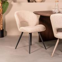 LABEL51 Eetkamerstoel Sakura - Naturel - Royal Boucle - Zwart Metalen Frame - thumbnail