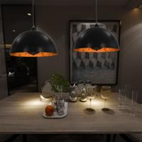 VidaXL Plafondlampen 2 st halfrond e27 40 cm zwart en goudkleurig - thumbnail