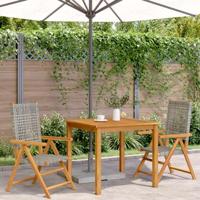 Tuinstoelen 2 st massief acaciahout en poly rattan grijs - thumbnail