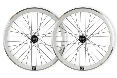 Weinmann G42 Fixed Gear Wielset - Wit-Zwart CNC Weinmann G42 Fixed Gear Wielset - Wit-Zwart CNC