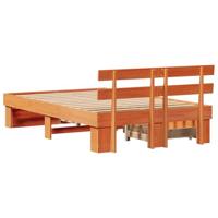 Bedframe met hoofdeinde Bruin 135 x 190 cm Massief grenenhout - thumbnail