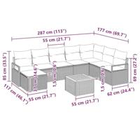 Tuinbankenset met kussen 9 pcs Grijs poly rattan - thumbnail