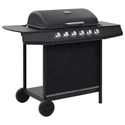 Gasbarbecue met 6 kookzones staal zwart - thumbnail