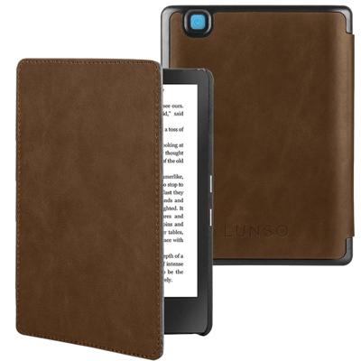 Lunso Kobo Aura H20 Edition 2 hoes (6.8 inch) - Leren sleepcover - Coffee Lunso Kobo Aura H20 Edition 2 hoes (6.8 inch) - Leren sleepcover - Coffee