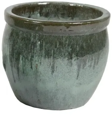 Mcollections Bloempot Delta Geglazuurd - Ø28 × H24 cm - Mosgroen