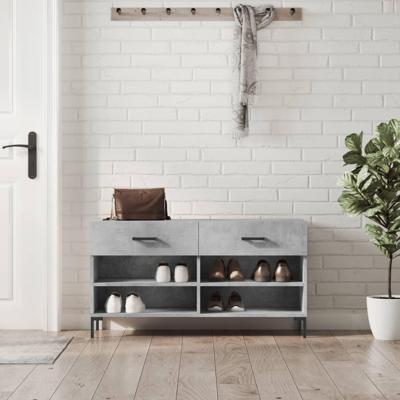 VidaXL Schoenenbank 102x35x55 cm bewerkt hout betongrijs VidaXL Schoenenbank 102x35x55 cm bewerkt hout betongrijs